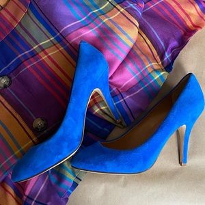 J.Crew Almond Toe Blue Suede Heels